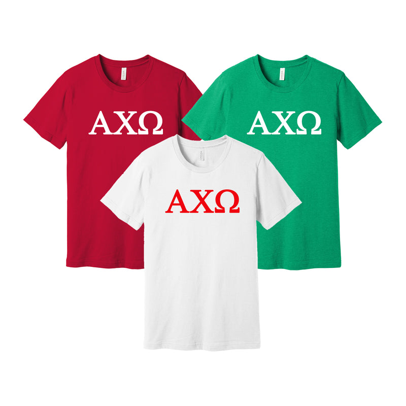 Alpha Chi Omega Short Sleeve T Shirt AXO Greek Letters Tee Sorority Letters Shop