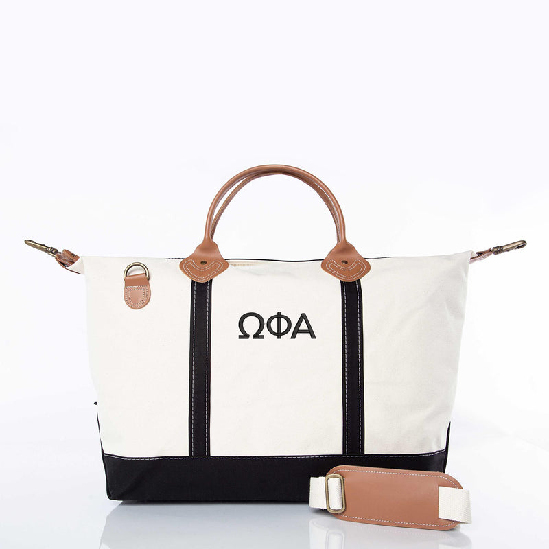 alpha phi alpha leather backpack Omega Phi Alpha Weekender Travel Bag – Sorority Letters Shop