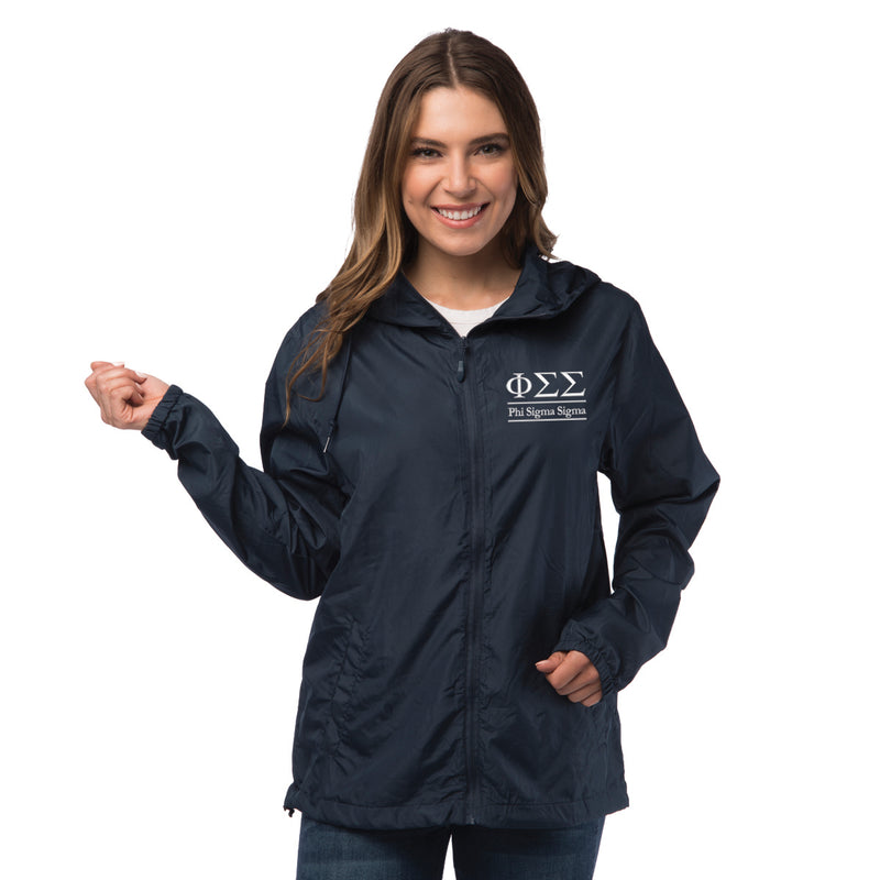 Phi Sigma Sigma Lightweight Windbreaker Jacket Unisex XL Royal Navy w Matte Gold