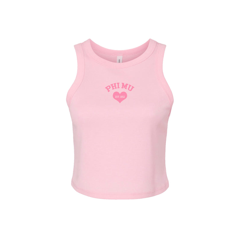 Phi Mu Cropped Tank Top - Women's Micro Rib Racer Crop Tank