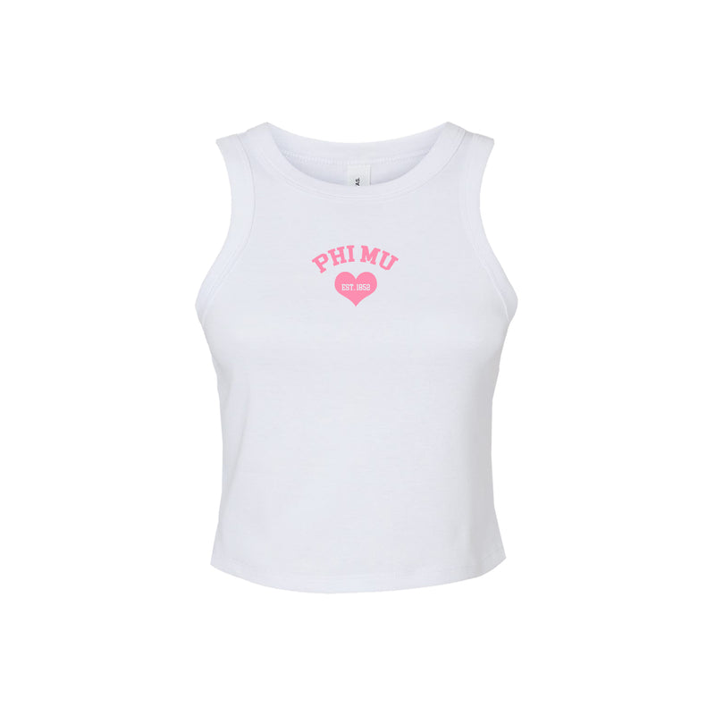 Phi Mu Cropped Tank Top - Women's Micro Rib Racer Crop Tank