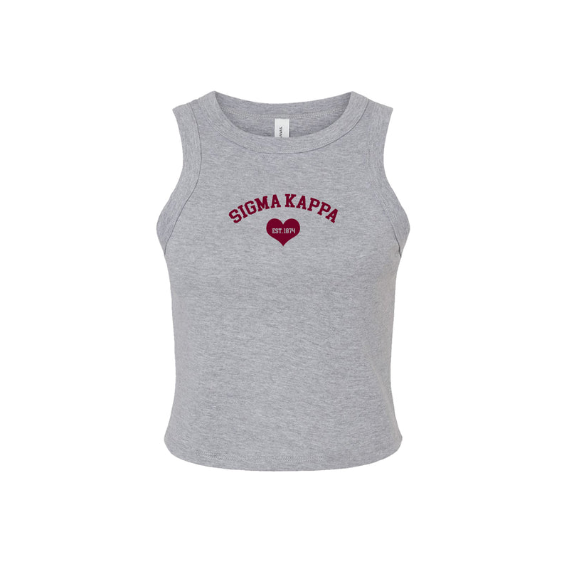 Sigma Kappa Crop Tank Top - Women's Micro Rib Racer Tank - Sig Kap Sorority