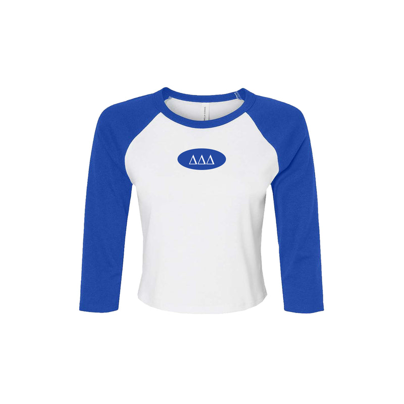 Delta Delta Delta Sorority Raglan Cropped Baby Tee