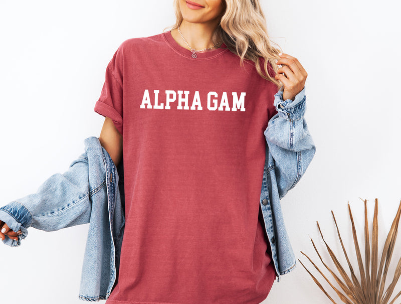 Alpha Gamma Delta Heavyweight Short Sleeve T-shirt - Alpha Gam Comfort Colors Sorority Tee