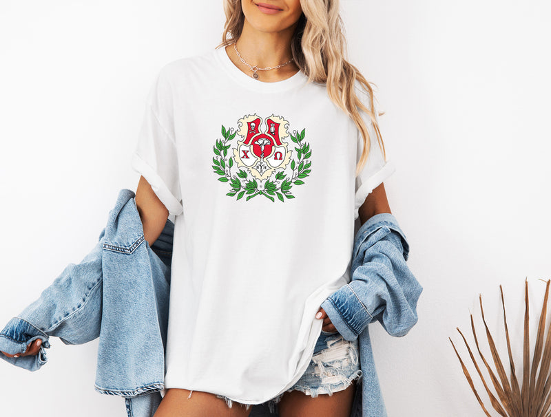 Chi Omega Heavyweight Short Sleeve T-shirt - Crest Tee