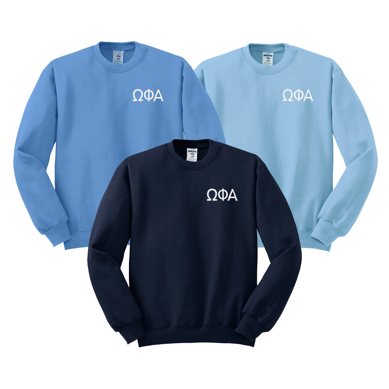 Omega Phi Alpha Crewneck Sweatshirt - OPhiA Embroidered Greek Letters