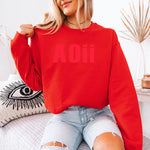 Alpha Omicron Pi Monochromatic Puff Crewneck Sweatshirt - AOii