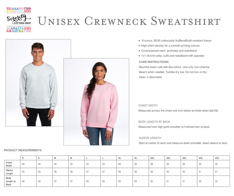 Phi Mu Sorority Crewneck Sweatshirt - Est. 1851