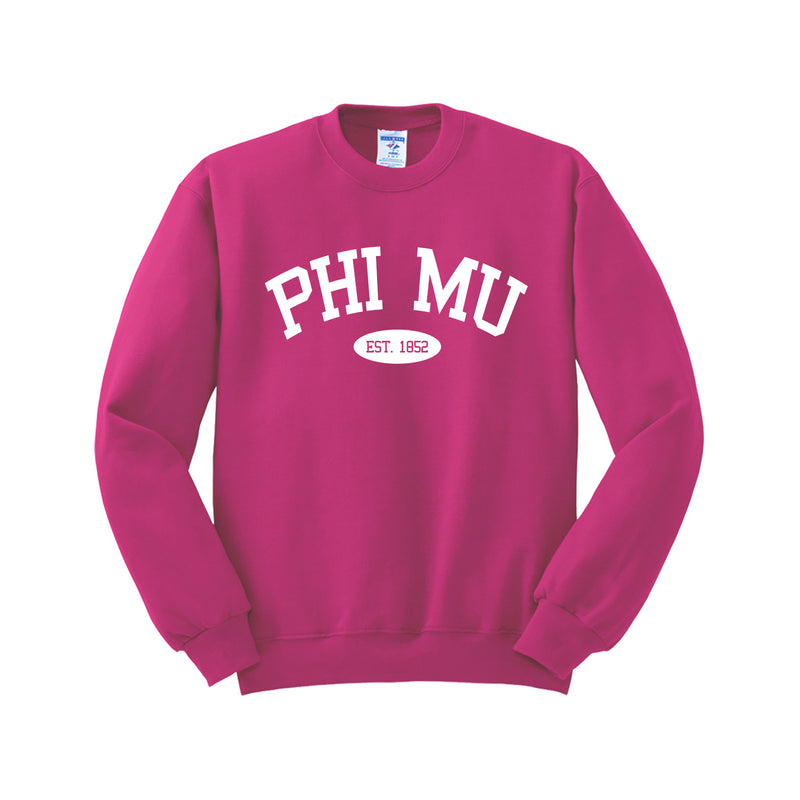 Phi Mu Sorority Crewneck Sweatshirt - Est. 1851