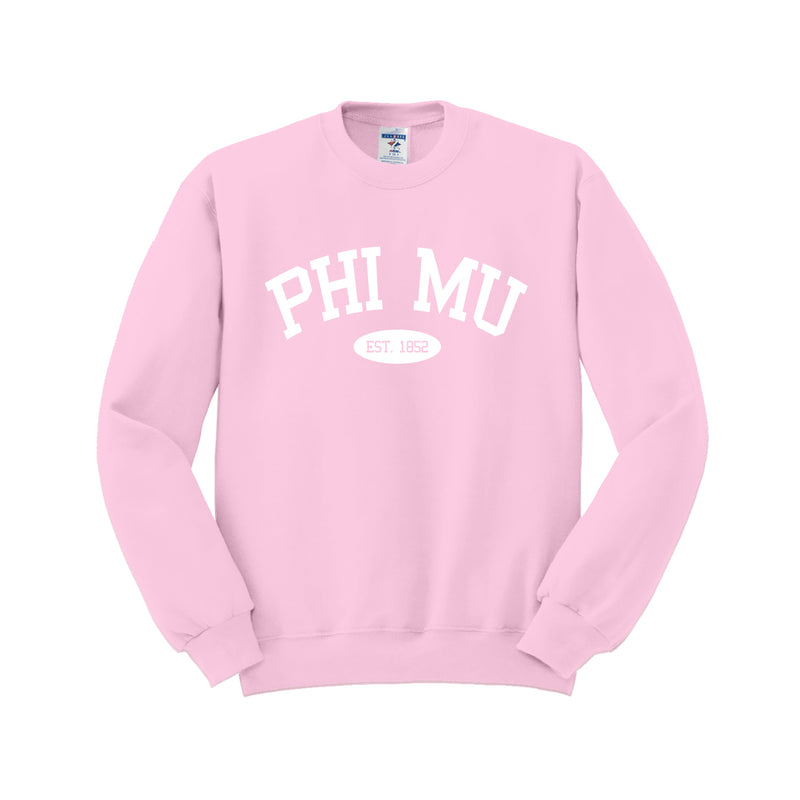 Phi Mu Sorority Crewneck Sweatshirt - Est. 1851