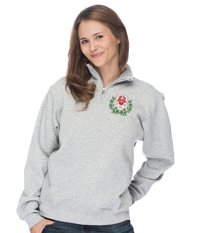 Chi Omega Quarter Zip with Embroidered Crest