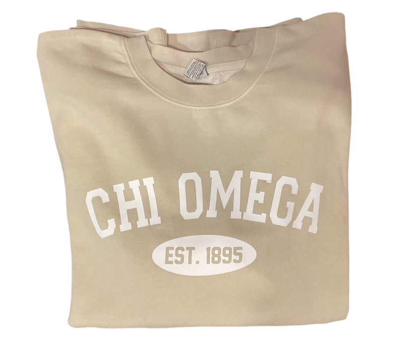 Chi Omega Varsity Crewneck Midweight Pigment-Dyed Sweatshirt