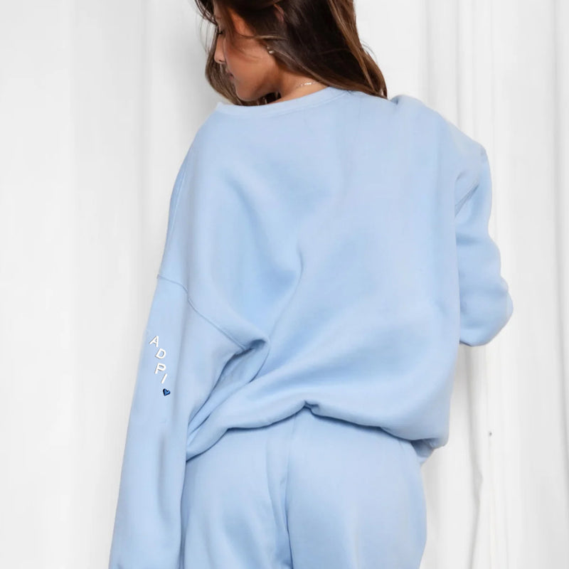 Alpha Delta Pi Cloud Fleece Crewneck - Light Blue