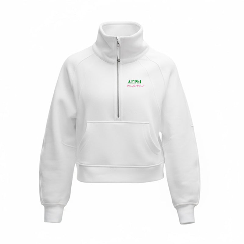 Alpha Epsilon Phi MOM lululemon Scuba Oversized Funnel-Neck Half Zip - White