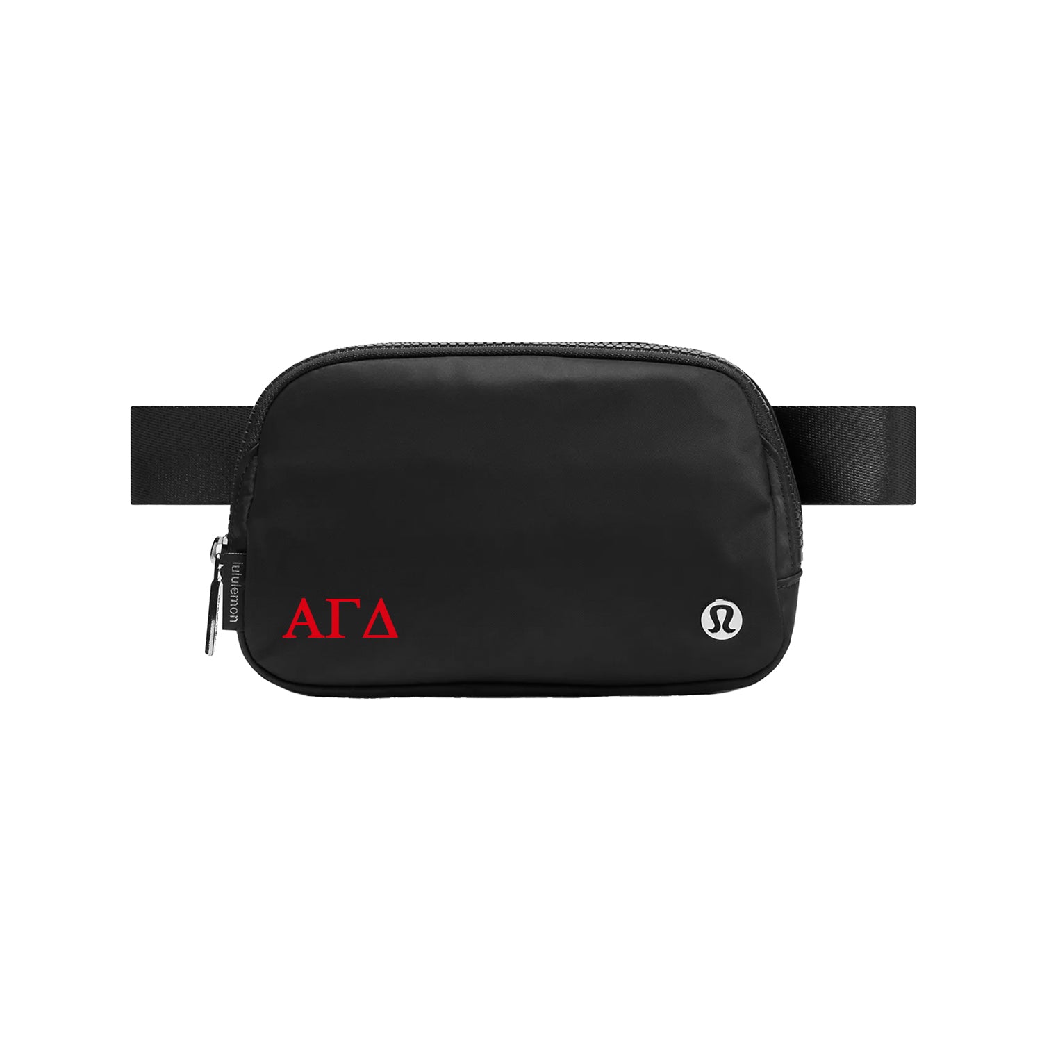 lululemon belt bag black with white letters Alpha Gamma Delta lululemon Everywhere Belt Bag