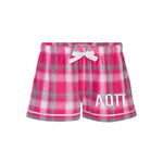 Alpha Omicron Pi Flannel Boxer Shorts - Pink Metro