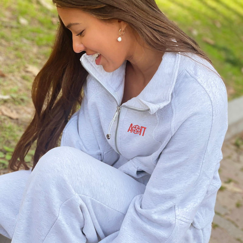 Alpha Omicron Pi lululemon Scuba Oversized Funnel-Neck Half Zip - AOII with Infinity Rose