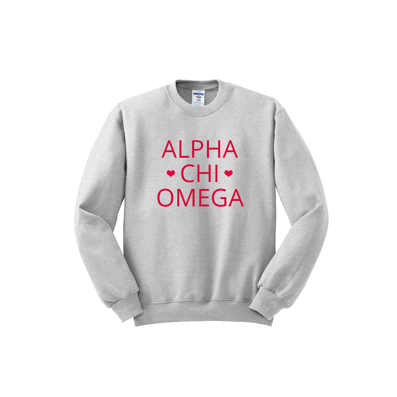 Alpha Chi Omega Crewneck Sweatshirt - Hearts