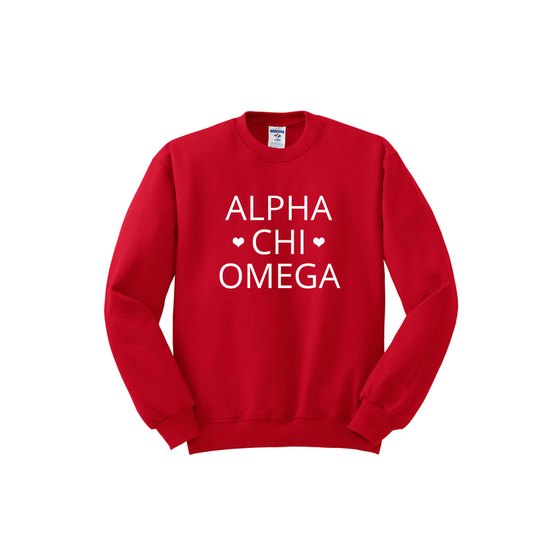 Alpha Chi Omega Crewneck Sweatshirt - Hearts