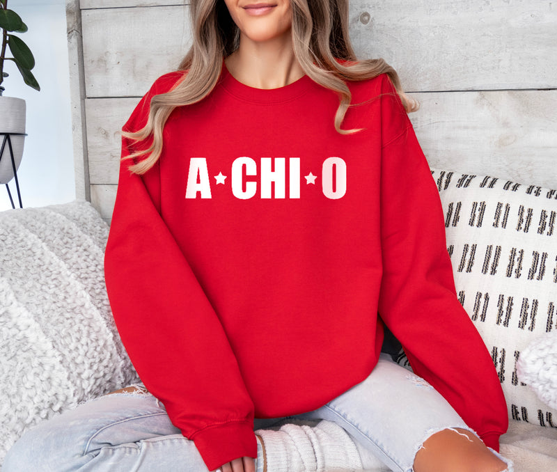 Alpha Chi Omega Crewneck Sweatshirt - Stars
