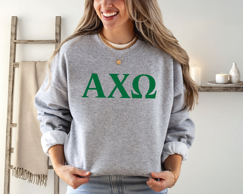 Alpha Chi Omega Crewneck Sweatshirt - AXO Letters