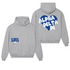 Alpha Delta Pi Boxy Heart Pullover Hoodie - Athletic Grey