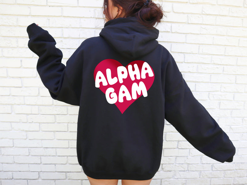 Alpha Gamma Delta Boxy Heart Pullover Hoodie