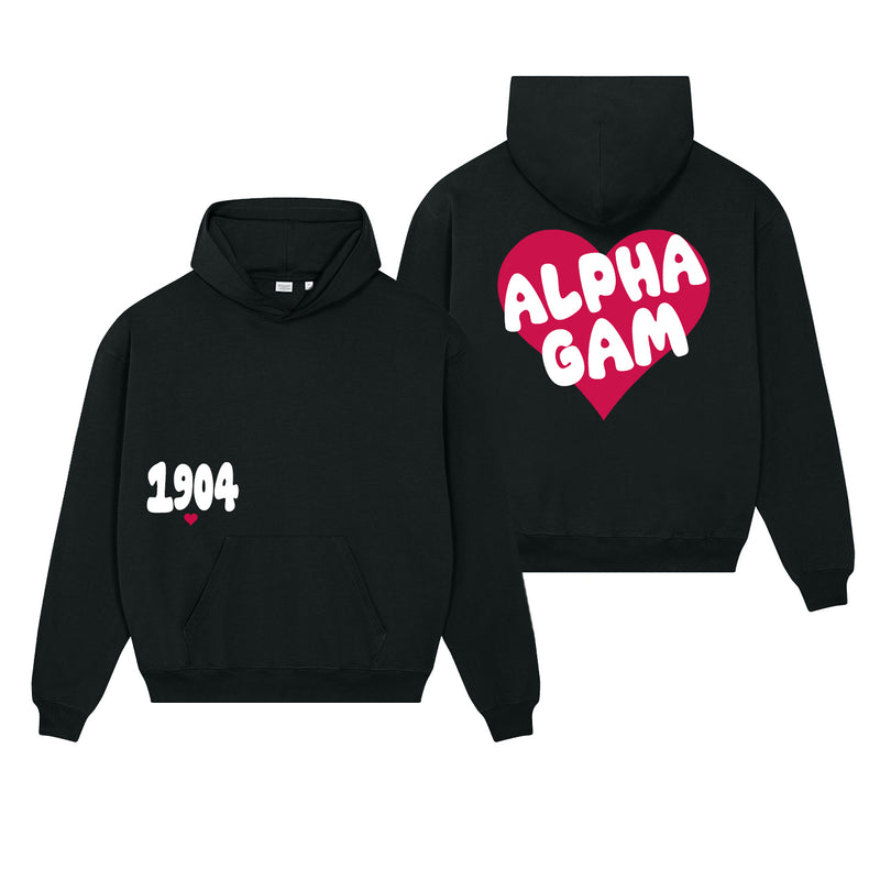 Alpha Gamma Delta Boxy Heart Pullover Hoodie