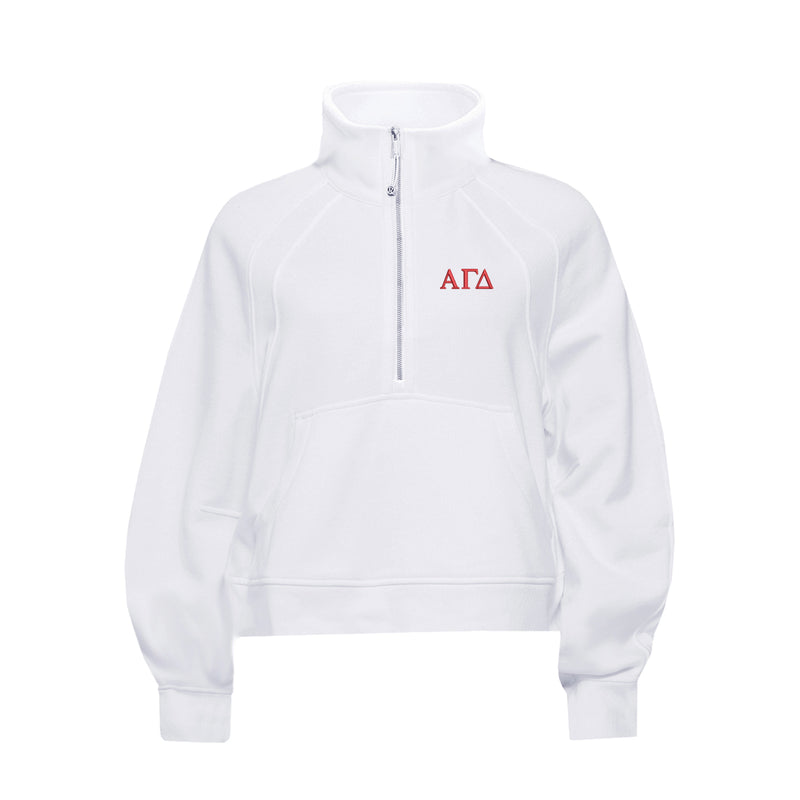 Alpha Gamma Delta lululemon Scuba Oversized FUNNEL-Neck Half Zip - White
