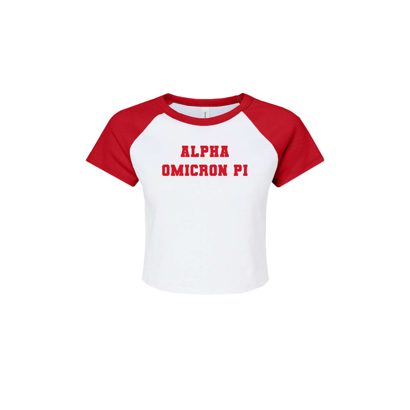 Alpha Omicron Pi Short Sleeve Crop Raglan