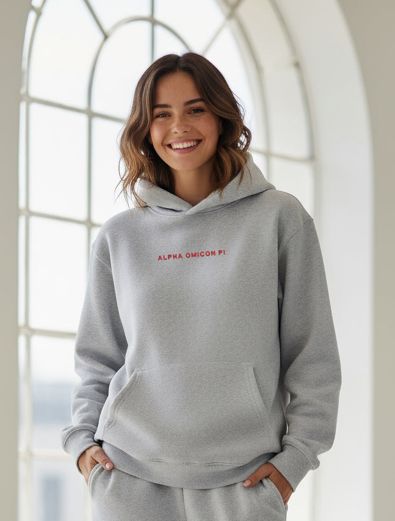 Alpha Omicron Pi Fave Fit Hoodie - Wordmark