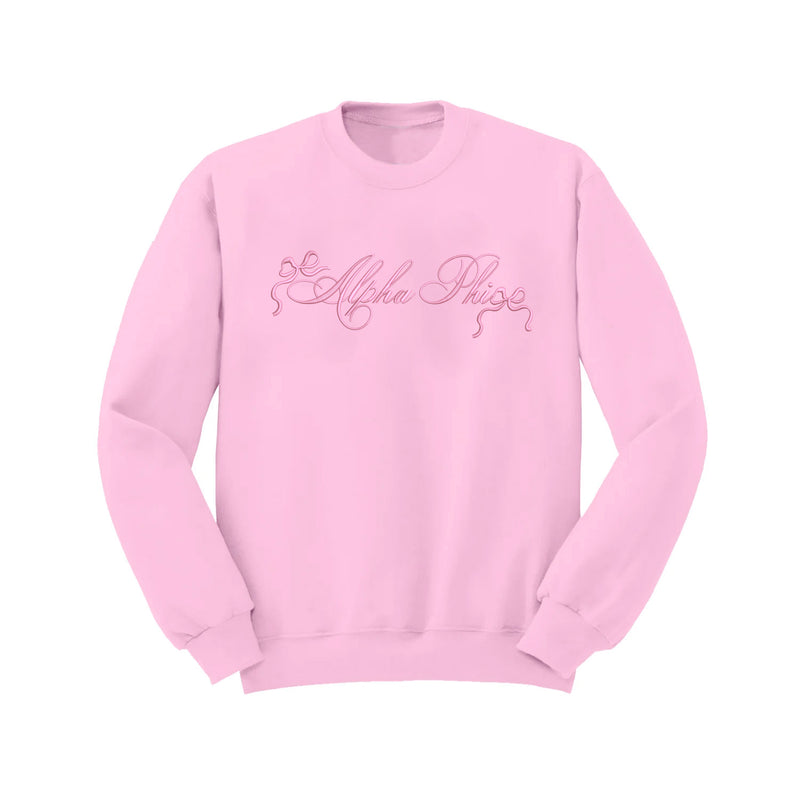 Alpha Phi Ribbons & Bows Embroidered Crewneck
