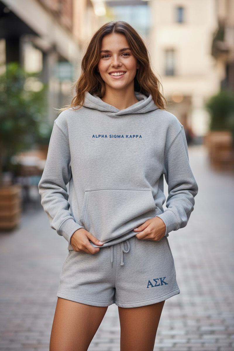 Alpha Sigma Tau Fave Fit Hoodie & Shorts Set - Wordmark