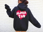 Alpha Sigma Tau Boxy Heart Pullover Hoodie - Black
