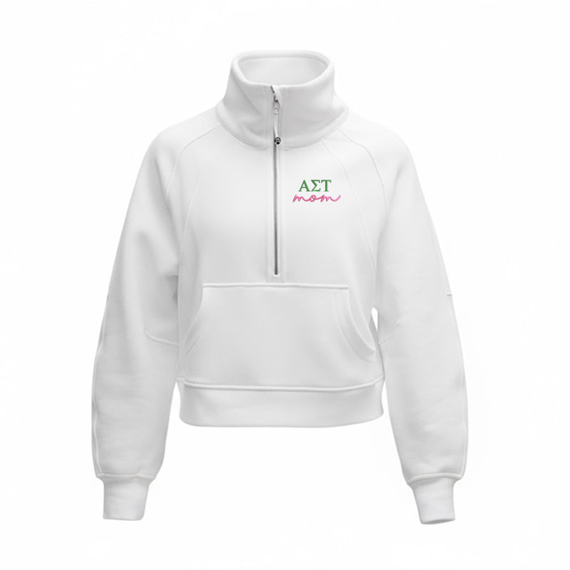 Alpha Sigma Tau MOM lululemon Scuba Oversized Funnel-Neck Half Zip - White