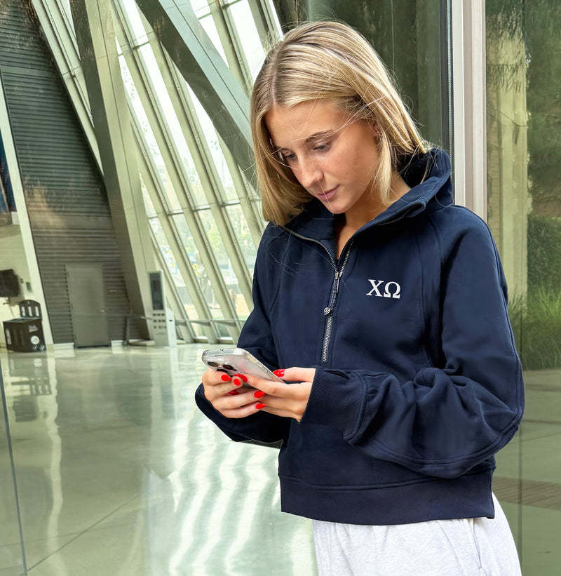 Chi Omega lululemon Scuba Oversized Funnel-Neck Half Zip - Navy