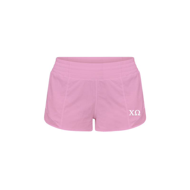 LIMITED EDITION Chi Omega lululemon Hotty Hot High-Rise Lined Short 2.5" - Pink Frosting