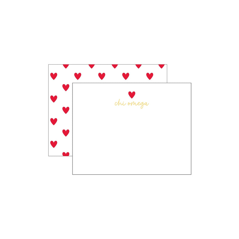 Chi Omega Notecards with Heart Envelopes
