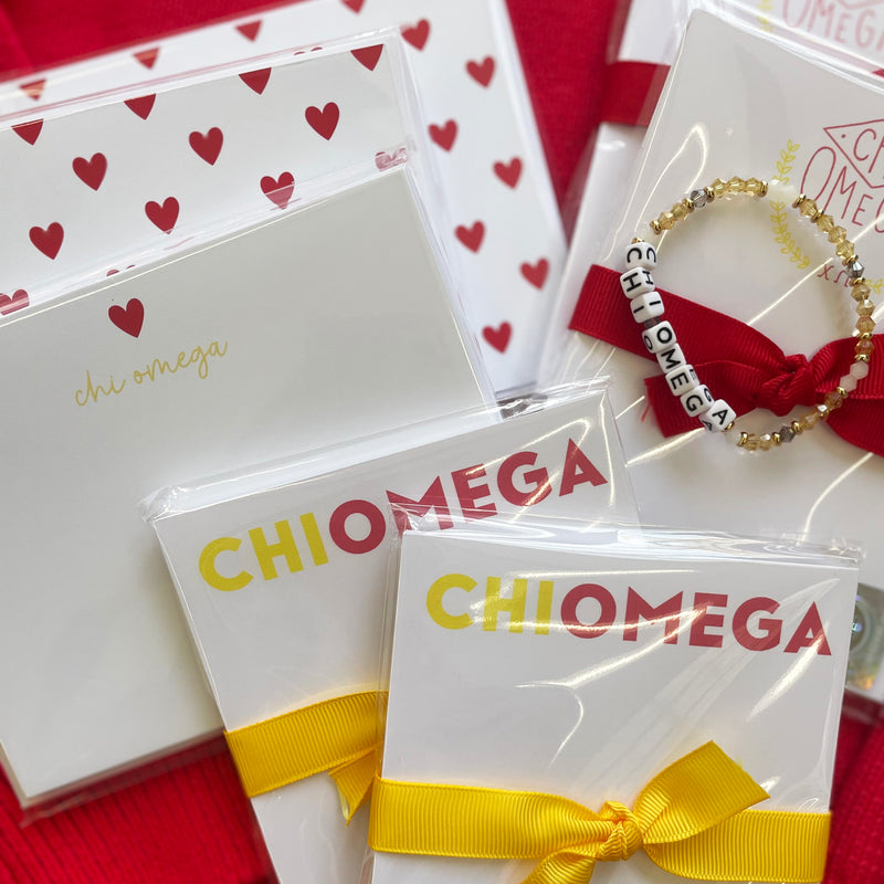 Chi Omega Notecards with Heart Envelopes