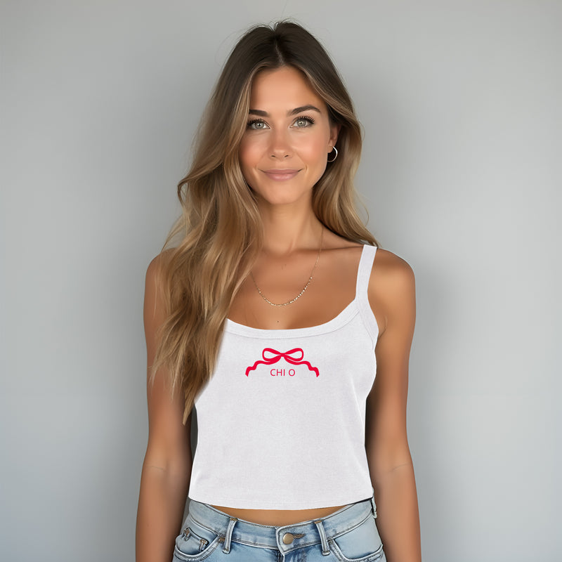 Chi Omega Spaghetti Strap tank - CHI O Bow