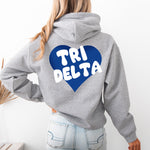 Delta Delta Delta Boxy Heart Pullover Hoodie - Grey
