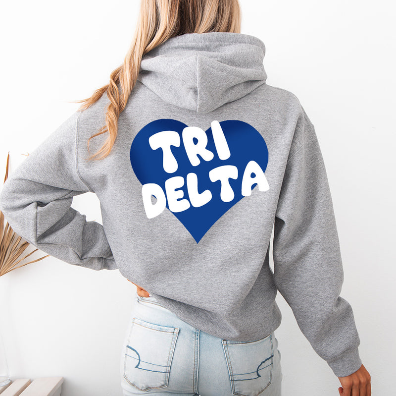 Delta Delta Delta Boxy Heart Pullover Hoodie - Grey