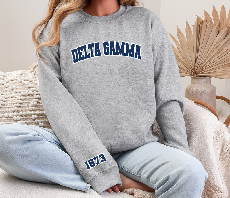 Delta Gamma Varsity Crewneck 1873