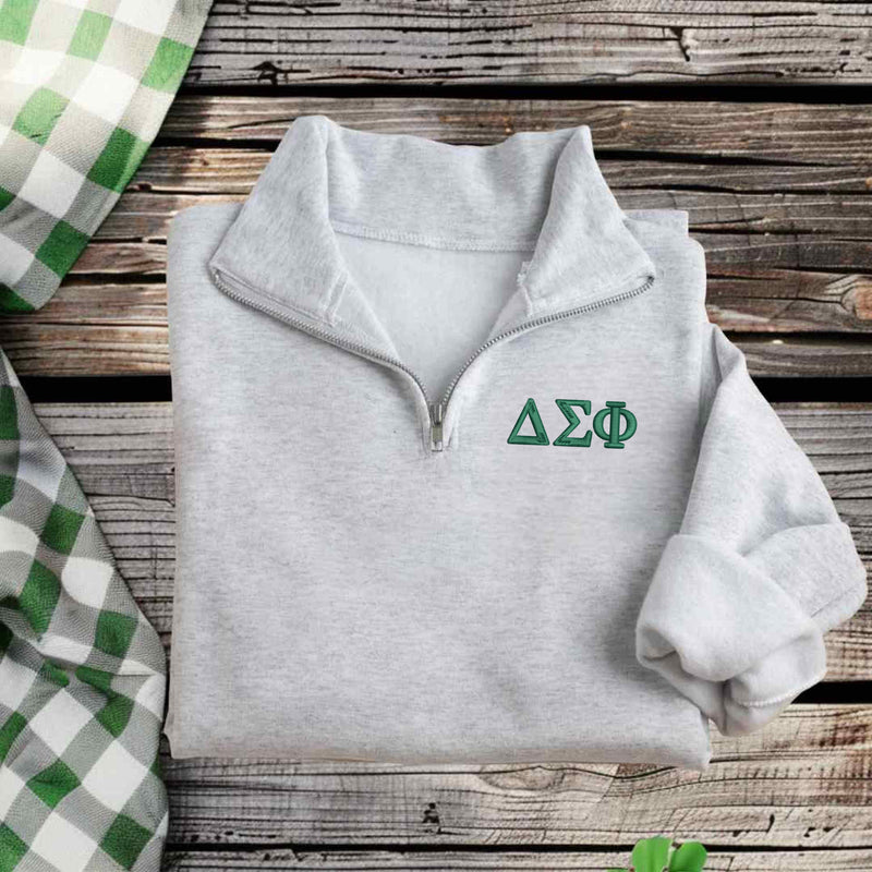 Delta Sigma Phi Quarter Zip Pullover Sweatshirt - Letters