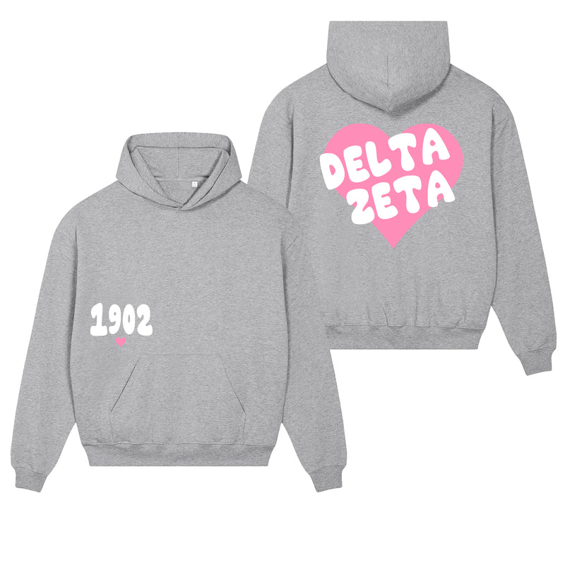 Delta Zeta Boxy Heart Pullover Hoodie