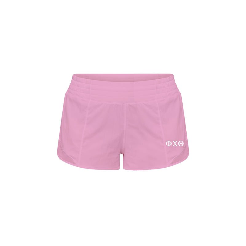 LIMITED EDITION Phi Chi Theta lululemon Hotty Hot High-Rise Lined Short 2.5" - Pink Frosting