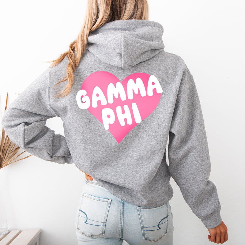 Gamma Phi Beta Boxy Heart Pullover Hoodie - Grey