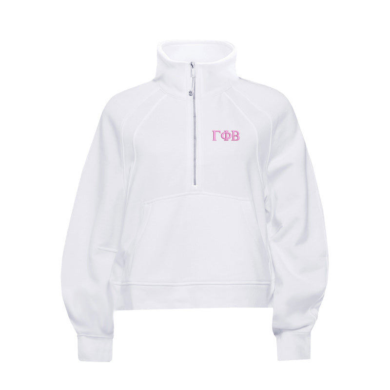 Gamma Phi Beta lululemon Scuba Oversized FUNNEL-Neck Half Zip - White