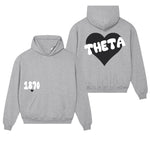 Kappa Alpha Theta Boxy Heart Pullover Hoodie - Athletic Grey