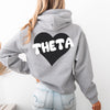 Kappa Alpha Theta Boxy Heart Pullover Hoodie - Athletic Grey